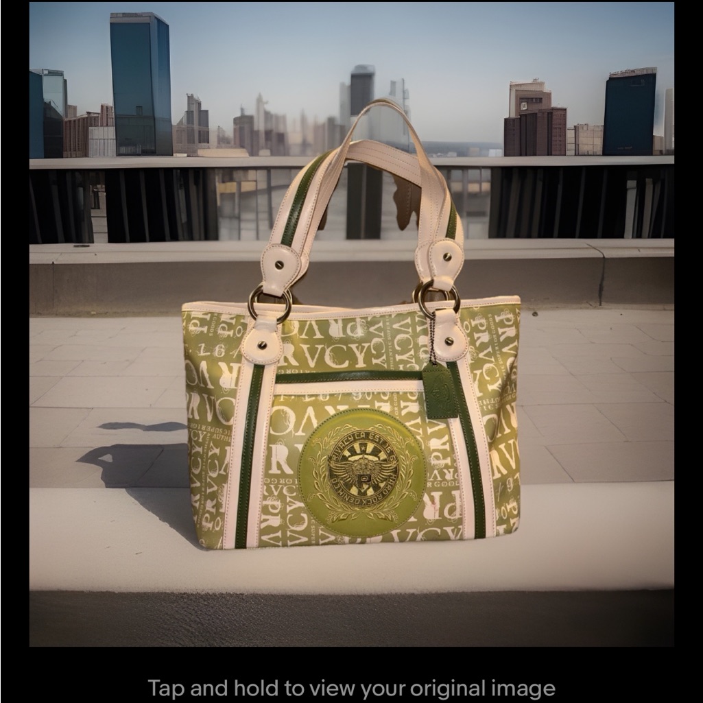 Privacywear California Hard Rock Large Tote Bag In Olive Green And Cream.